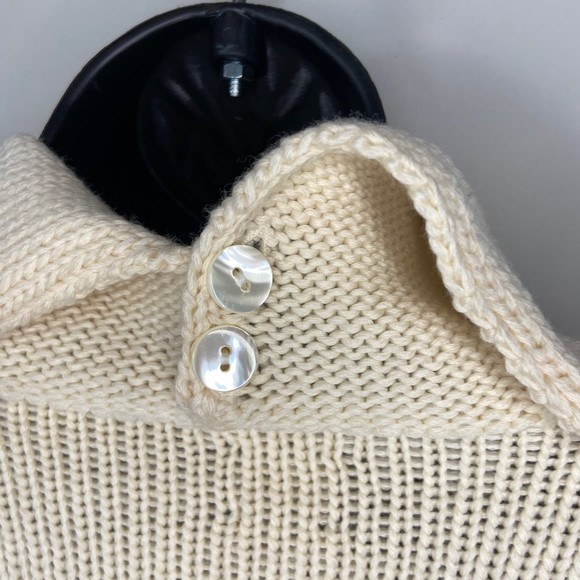 Hilfiger Angora Rabbit Wool Cream Turtleneck Knit Crochet Sweater Sz XS - Picture 8 of 10